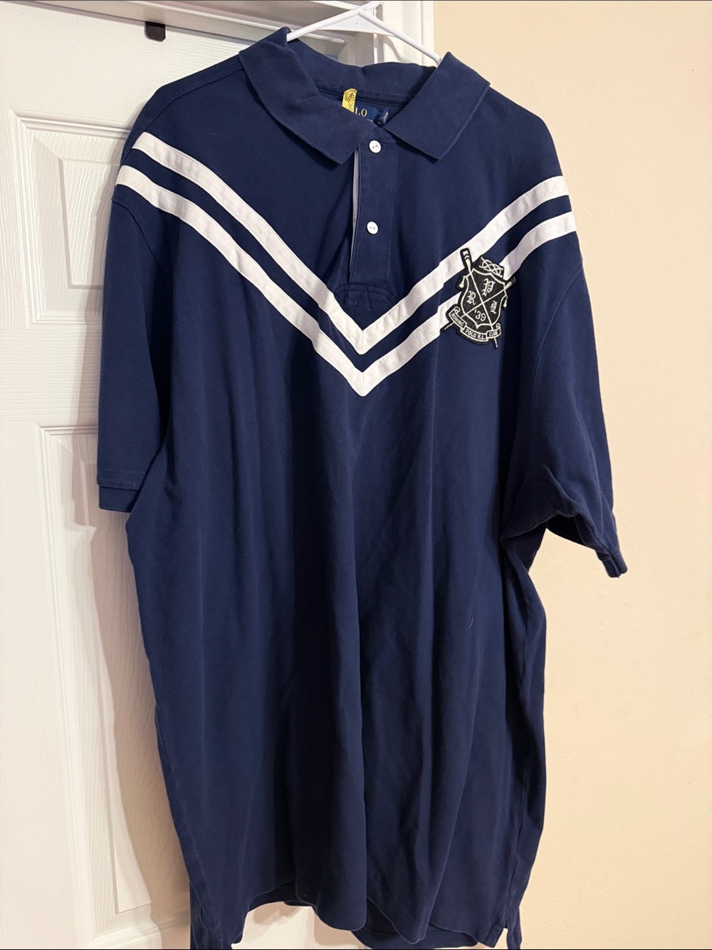 Polo by Ralph Lauren Navy Rugby Polo with White Chevron Stripes and Crest